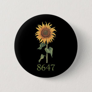 Badge Rond 5 Cm Tournesol 8647 86 47 Floral Bohème Anti Trump Subt