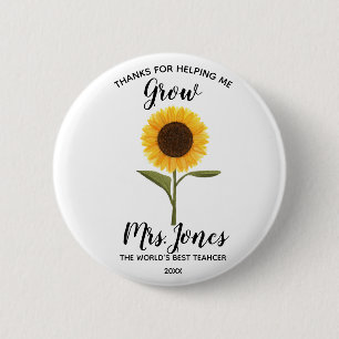 Badge Rond 5 Cm Tournesol jaune m'aidant à grandir