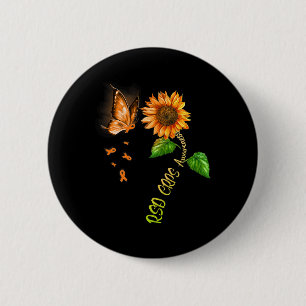Badge Rond 5 Cm Tournesol Papillon Rsd Crps sensibilisation