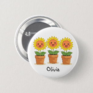 Badge Rond 5 Cm Tournesols Personnalisés Heureux