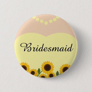 Badge Rond 5 Cm Tournesols rustiques de demoiselle d'honneur