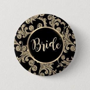 Badge Rond 5 Cm Tournures de paillettes dorées élégantes