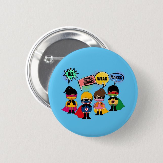 Badge Rond 5 Cm Tous les super-héros (Devant & derrière)