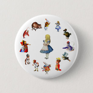 BADGE ROND 5 CM TOUT AUTOUR D'ALICE EN WONDERLAND