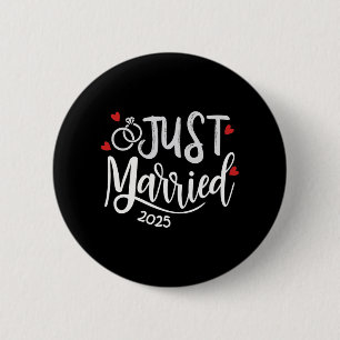 Badge Rond 5 Cm Tout juste mariés 2025 - Anneaux de mariage de la