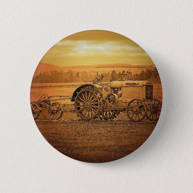 Badge Rond 5 Cm Tracteur antique (Devant)