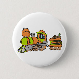 Badge Rond 5 Cm Train vert et orange