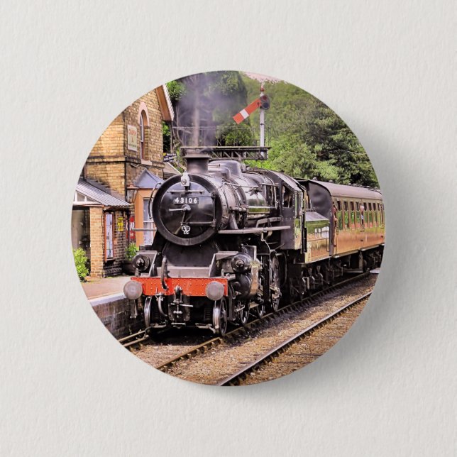 BADGE ROND 5 CM TRAINS À VAPEUR (Devant)