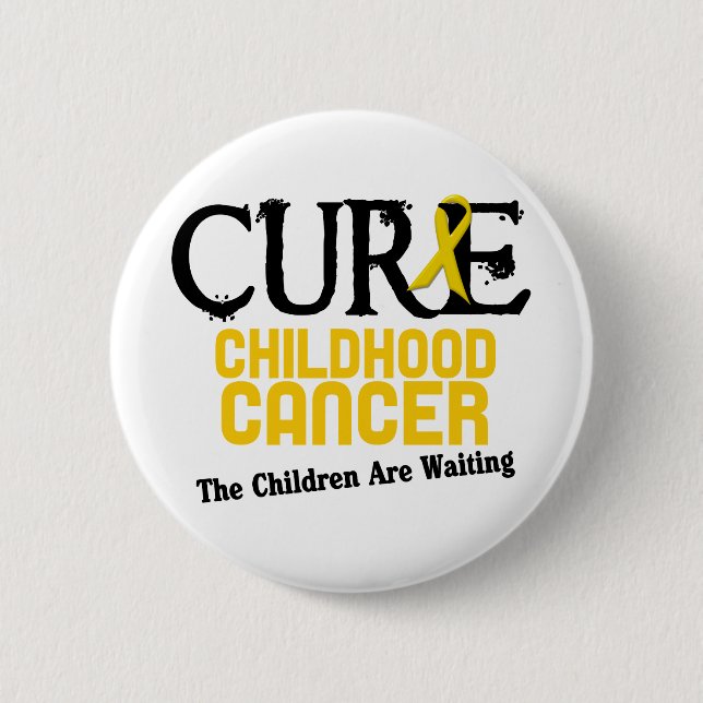 Badge Rond 5 Cm TRAITEMENT de conscience de Cancer d'enfance (Devant)