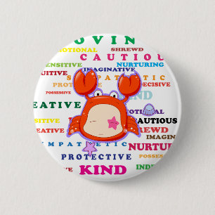 Badge Rond 5 Cm Traits de signe de zodiaque de Cancer