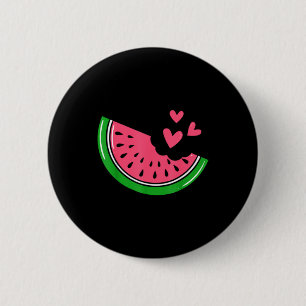Badge Rond 5 Cm Tranche de pastèque mignonne mordue avec des coeur