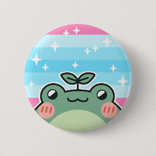 Badge Rond 5 Cm Trans Masculine LGBT Pride Drapeau Grenouille