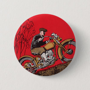 Badge Rond 5 Cm Transport vintage, Antique Moto Rider