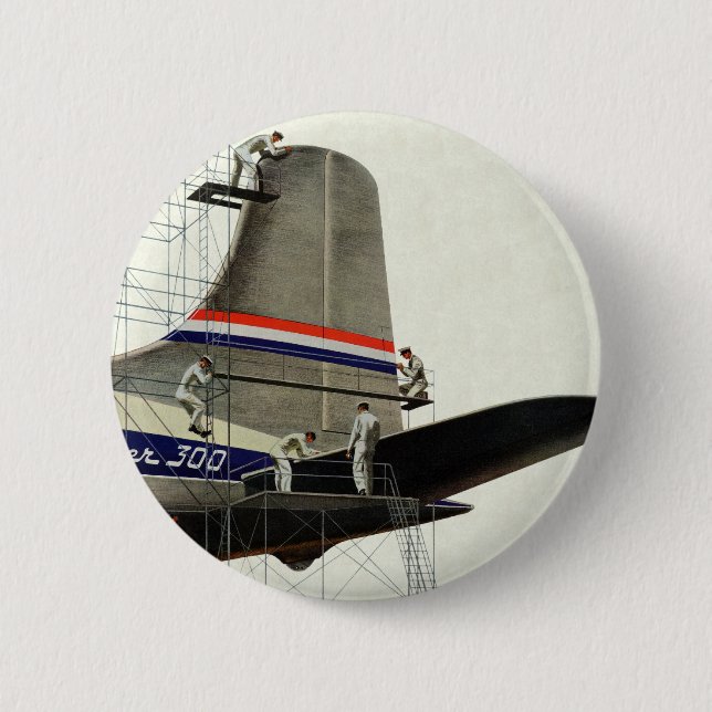 Badge Rond 5 Cm Transport vintage, maintenance des avions (Devant)