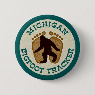 Badge Rond 5 Cm Traqueur du Michigan Bigfoot