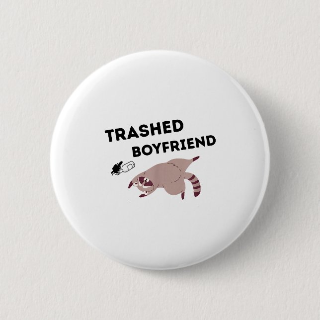 Badge Rond 5 Cm Trashed Boyfriend, Funny Trashed Panda Couples Pre (Devant)
