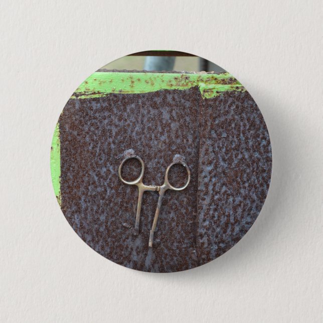 Badge Rond 5 Cm travail grunge de rouillement en métal de hemostat (Devant)