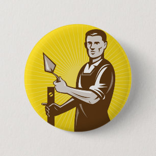 Badge Rond 5 Cm travailleur de la construction de plâtrier de