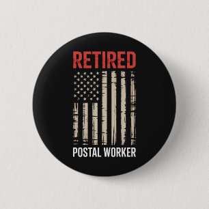 Badge Rond 5 Cm Travailleur postal à la retraite Retraite