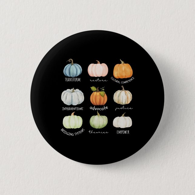 Badge Rond 5 Cm Travailleur social Halloween Citrouille d'automne  (Devant)