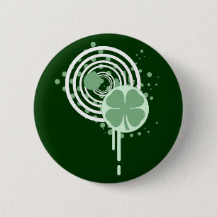 Badge Rond 5 Cm trèfle à quatre feuilles : bulles hypnotiques :