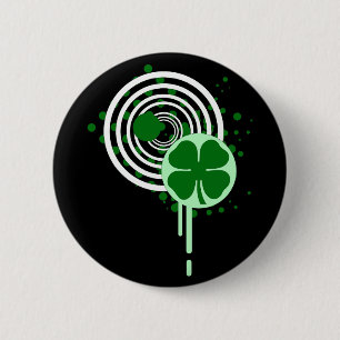 Badge Rond 5 Cm trèfle à quatre feuilles : bulles hypnotiques :
