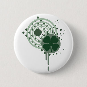 Badge Rond 5 Cm trèfle à quatre feuilles : bulles hypnotiques :
