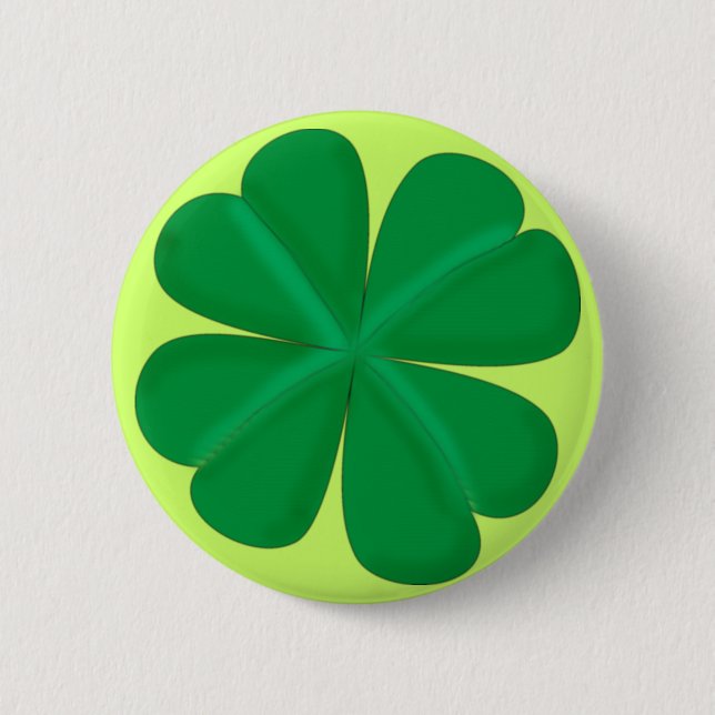Badge Rond 5 Cm Trèfle à quatre feuilles porte-bonheur (Devant)