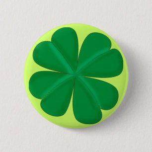Badge Rond 5 Cm Trèfle à quatre feuilles porte-bonheur