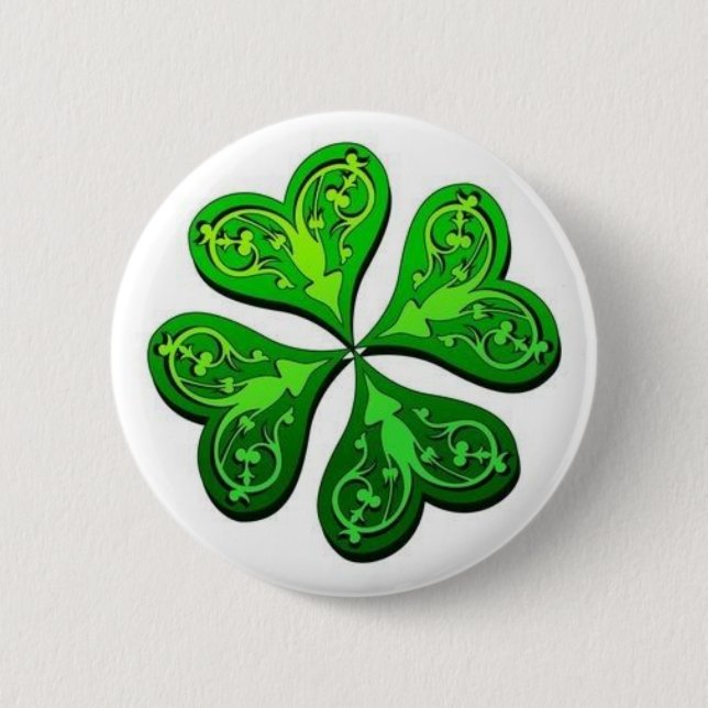 Badge Rond 5 Cm Trèfle chanceux de Quatre-Feuille (Devant)