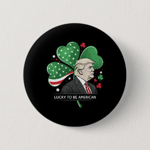 Badge Rond 5 Cm Trèfle Chanceux Président Trump - Shamrock América