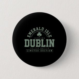 Badge Rond 5 Cm Trèfle de Dublin Irlande Saint-Patrick