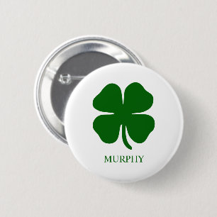Badge Rond 5 Cm Trèfle Vert Personnalisé