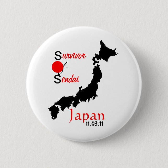 Badge Rond 5 Cm Tremblement de terre Sendaï de tsunami de (Devant)