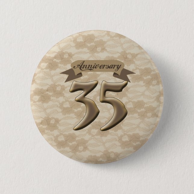 Badge Rond 5 Cm trente-cinquième Boutons d'anniversaire de mariage (Devant)