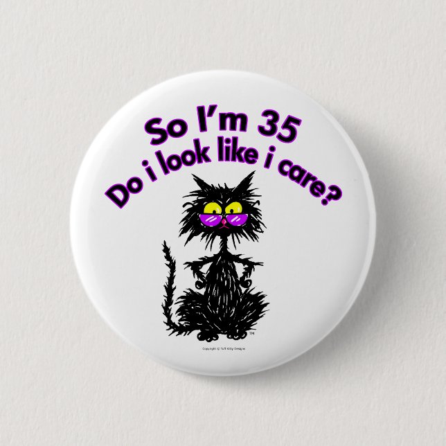 Badge Rond 5 Cm trente-cinquième Cadeaux de chat d'anniversaire (Devant)