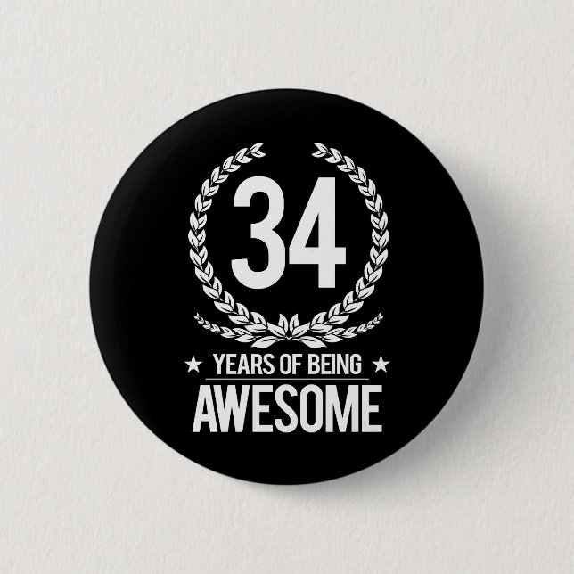 Badge Rond 5 Cm trente-quatrième Anniversaire (34 ans d'être (Devant)