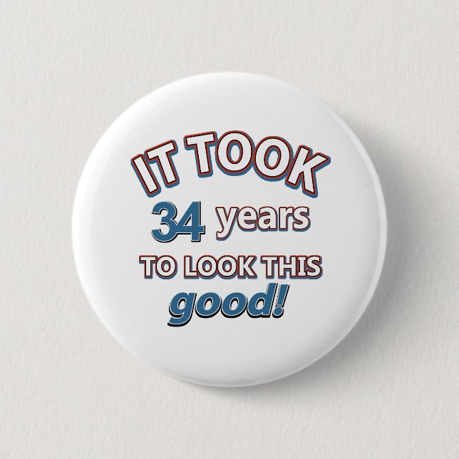 Badge Rond 5 Cm trente-quatrièmes conceptions d'anniversaire (Devant)