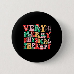 Badge Rond 5 Cm Très Joyeux Physiothérapie Pt Noël Physique