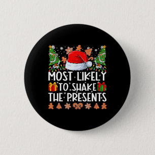 Badge Rond 5 Cm Très Probable De Secouer Les Présents Noël De Fami