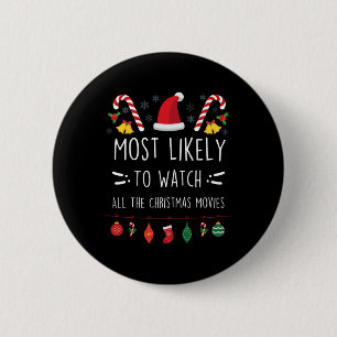 Badge Rond 5 Cm Très Probable De Voir Tous Les Films De Noël Fami