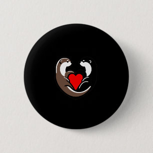 Badge Rond 5 Cm Trésor Chaque Otter Amour Coeur