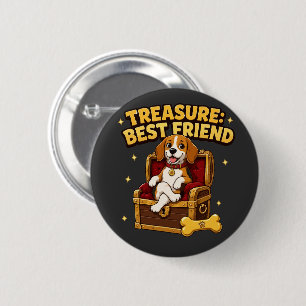 Badge Rond 5 Cm Trésor Meilleur Ami Beagle Chien