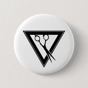 Badge Rond 5 Cm triangle ciseaux à cheveux