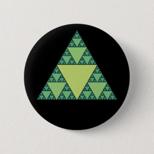 Badge Rond 5 Cm Triangle Sierpinski dans les tons verts