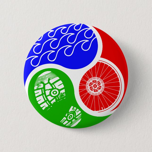 Badge Rond 5 Cm Triathlon TRI Yin Yang (Devant)