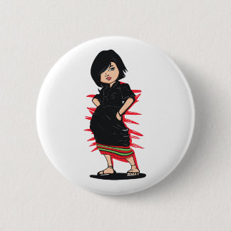 Badge Rond 5 Cm Tribal Angami Naga Art numérique fille