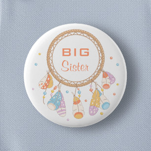 Badge Rond 5 Cm Tribal Dreamcatcher Boho Big Sister