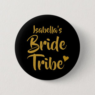 Badge Rond 5 Cm Tribe de mariée personnalisée Gold Heart