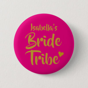 Badge Rond 5 Cm Tribe de mariée personnalisée Gold Heart